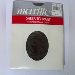 Merville Supreme Sheer To Waist Sandalfoot Pantyhose Pecan Color Size M Vintage